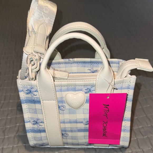 Betsey Johnson Handbags - Betsey Johnson Blue and White Mini Crossbody Bag